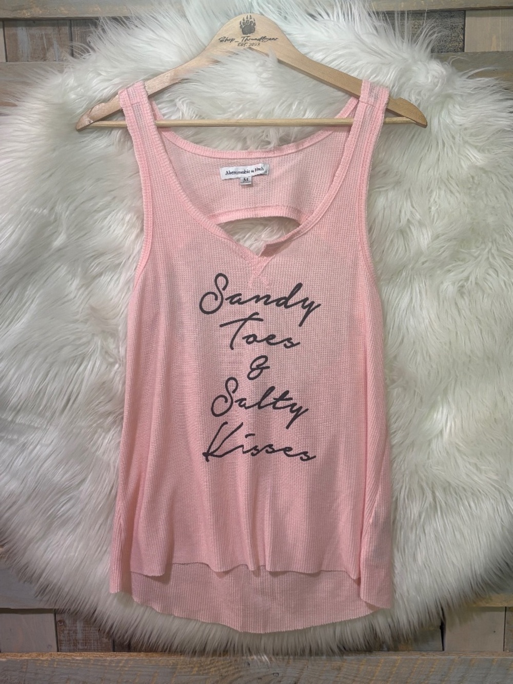 NWT [A&F] Pink Waffle Knit < Sandy Toes & Salty Kisses > Beach Tank Top | Medium